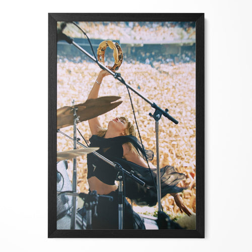 Stevie Nicks 1976 Oakland Day on the Green colorized concert portrait in a classic black poster frame