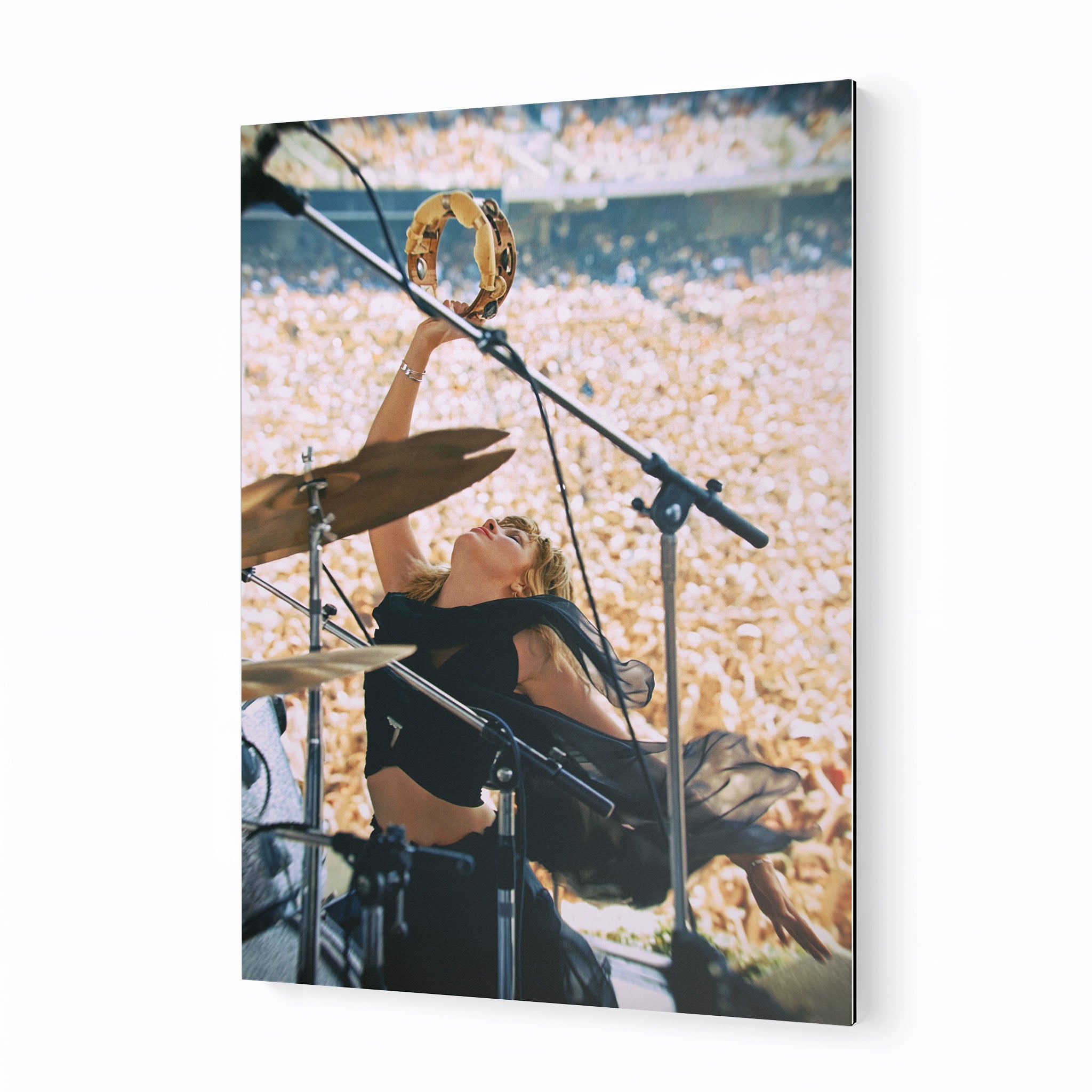 Stevie Nicks 1976 Oakland Day on the Green colorized concert portrait on sleek aluminium metal