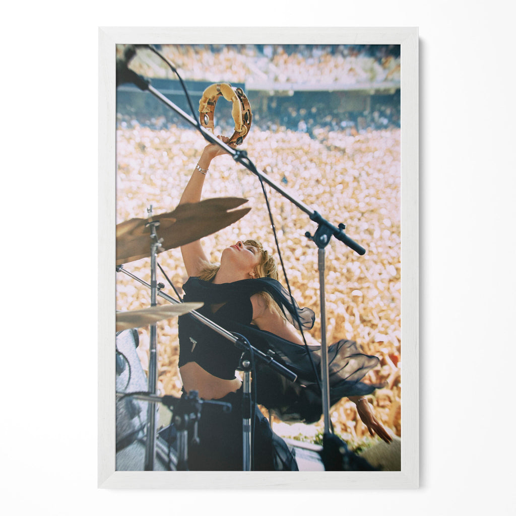 Stevie Nicks 1976 Oakland Day on the Green colorized concert portrait in a classic white poster frame