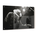 Stevie Ray Vaughan 1985 Laramie Wyoming black and white blues concert portrait on glossy acrylic glass