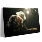 Stevie Ray Vaughan 1985 Laramie Wyoming colorized blues concert portrait on gallery-wrapped canvas