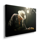 Gallery-wrapped canvas of the Stevie Ray Vaughan 1985 Laramie colorized portrait