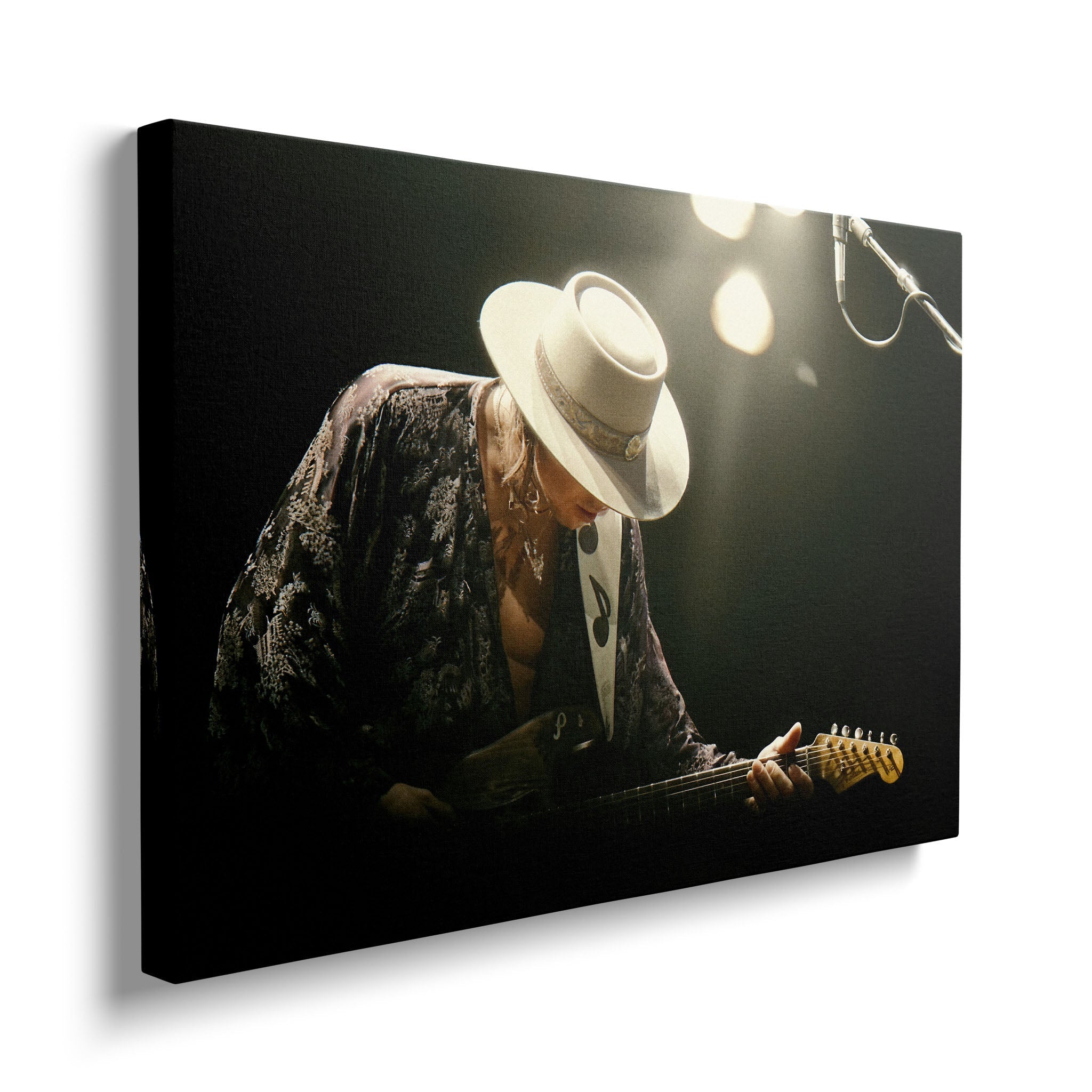 Gallery-wrapped canvas of the Stevie Ray Vaughan 1985 Laramie colorized portrait