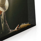 Close-up of the gallery-wrapped canvas edge on the Stevie Ray Vaughan 1985 Laramie colorized print