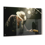 Stevie Ray Vaughan 1985 Laramie Wyoming colorized blues concert portrait on glossy acrylic glass