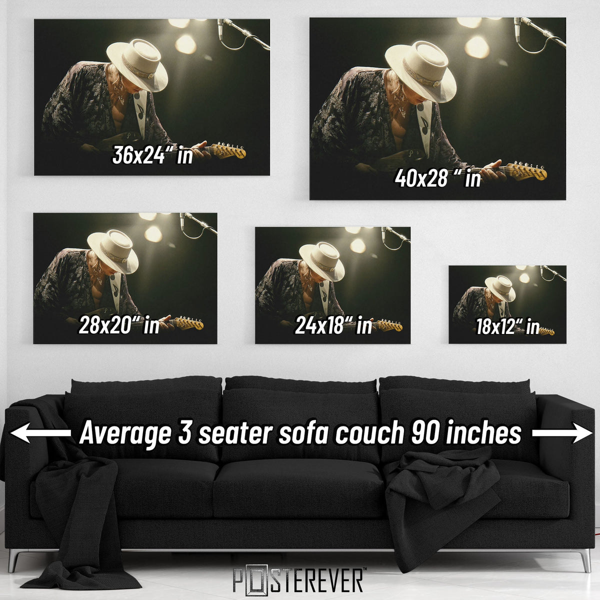Stevie Ray Vaughan 'Soul to Soul' 1985 Laramie, Wyoming Live – University of Wyoming – Colorized Edition | Texas Blues Icon Wall Art Print — size guide