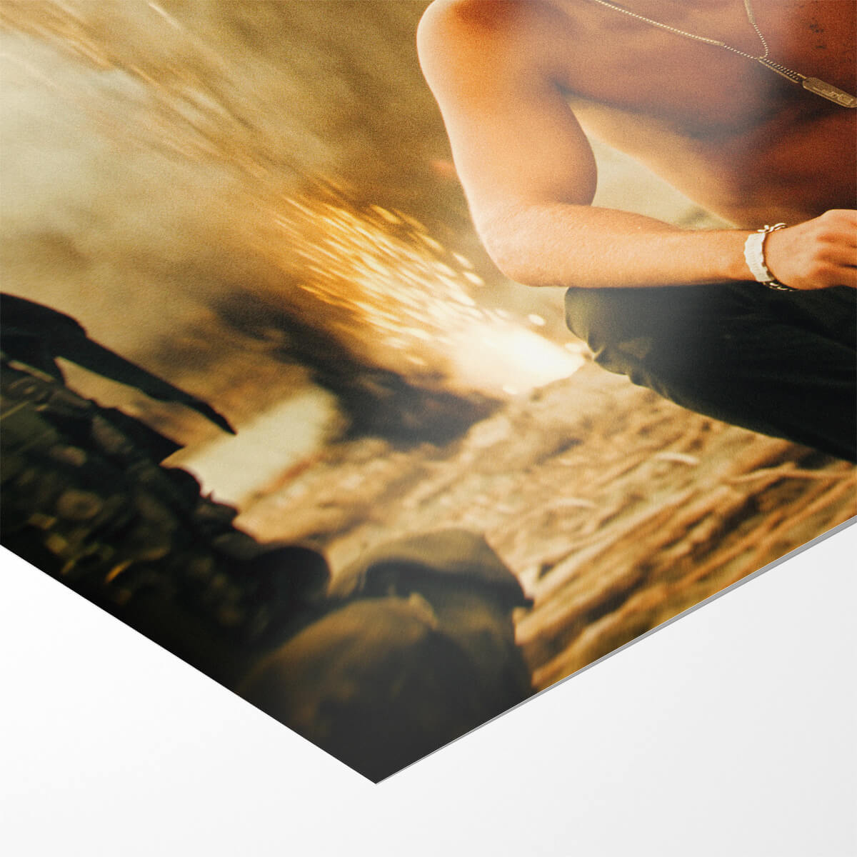 Close-up of the textured matte art paper edge on a POSTEREVER poster print