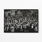 Front view of the Shining Overlook Hotel 1921 black and white canvas in a black floating frame