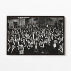 Front view of the Shining Overlook Hotel 1921 black and white canvas in a dark walnut floating frame