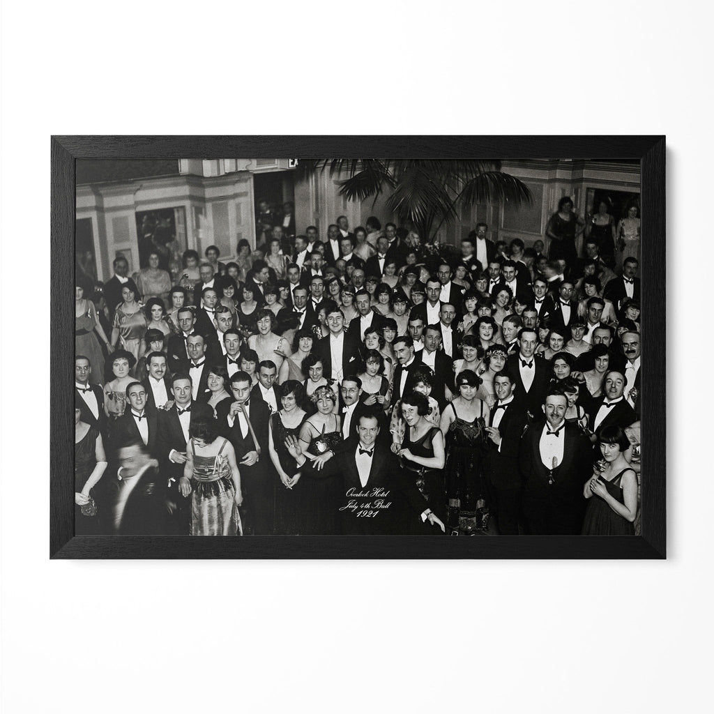 The Shining Overlook Hotel July 4th Ball 1921 black and white final shot in a classic black poster frame