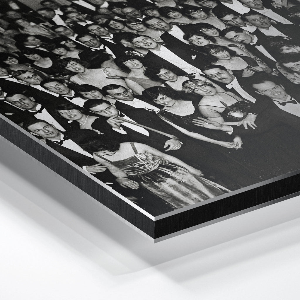 Close-up of the aluminium edge on the Shining Overlook Hotel 1921 black and white metal print