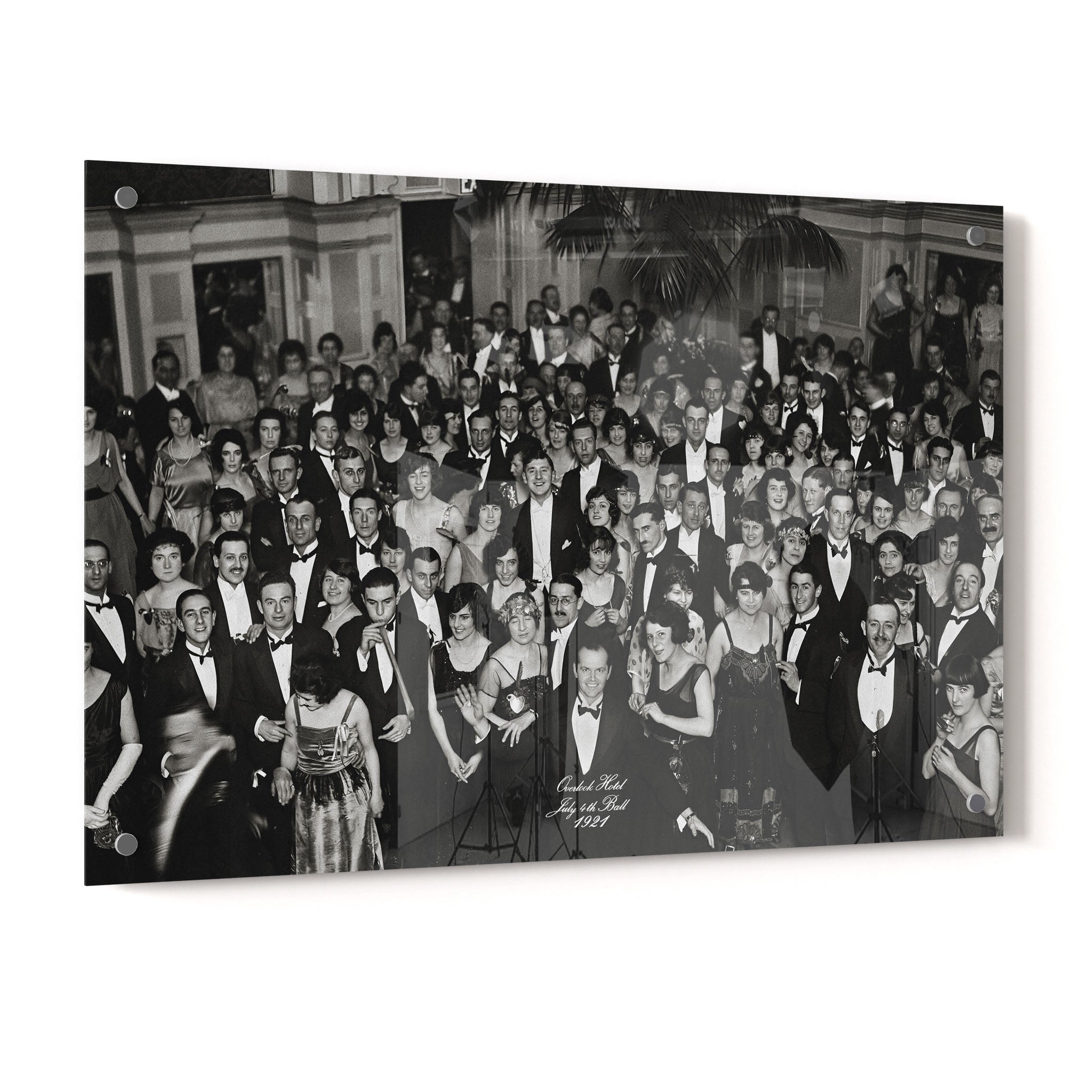 The Shining Overlook Hotel July 4th Ball 1921 black and white final shot on glossy acrylic glass