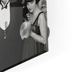 Close-up of the glossy edge and depth of the Shining Overlook Hotel 1921 black and white acrylic print