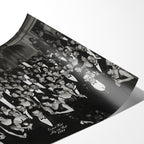 Angled close-up of the unframed Shining Overlook Hotel 1921 black and white poster showing paper detail
