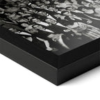 Corner close-up of the Shining Overlook Hotel 1921 black and white poster in a classic black frame
