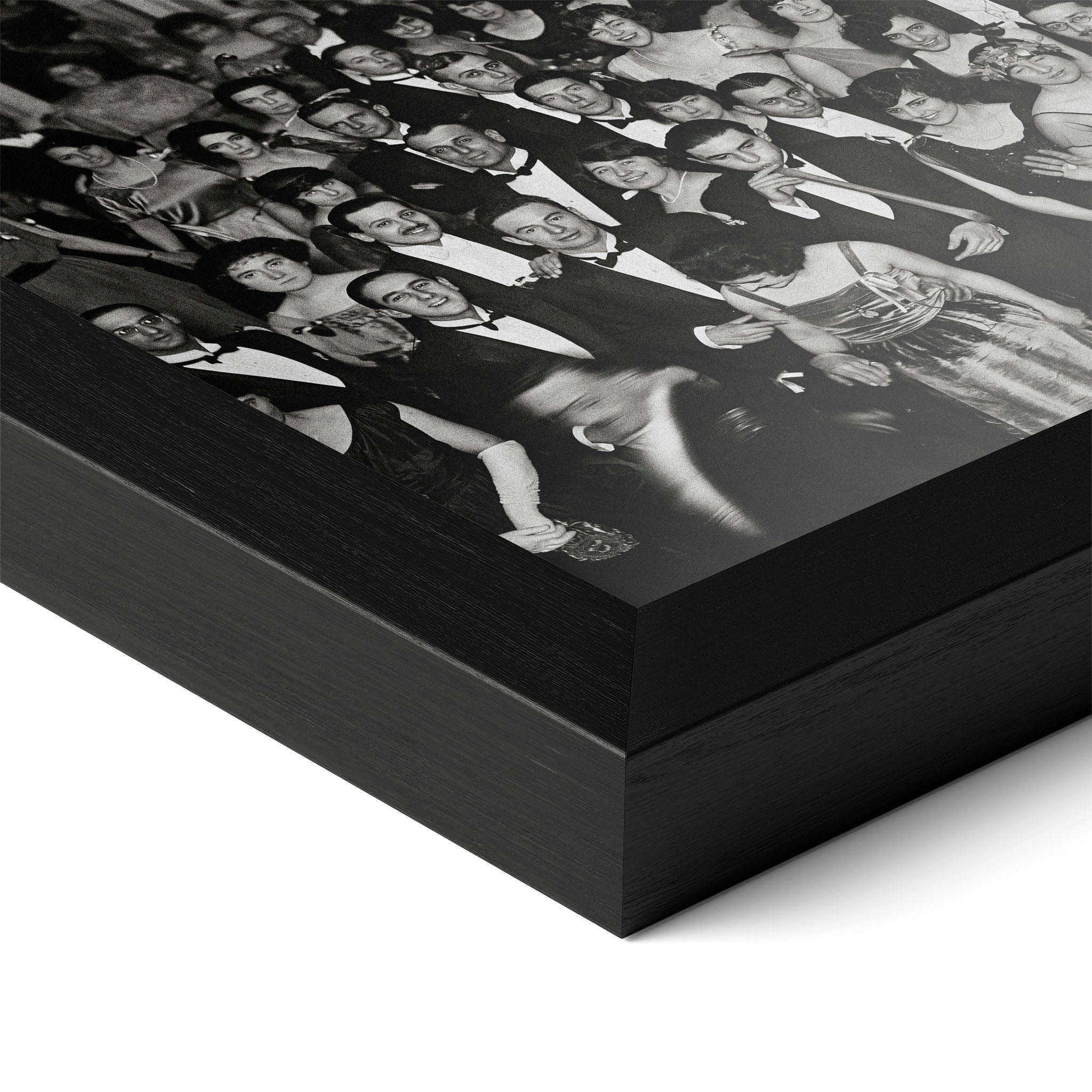 Corner close-up of the Shining Overlook Hotel 1921 black and white poster in a classic black frame