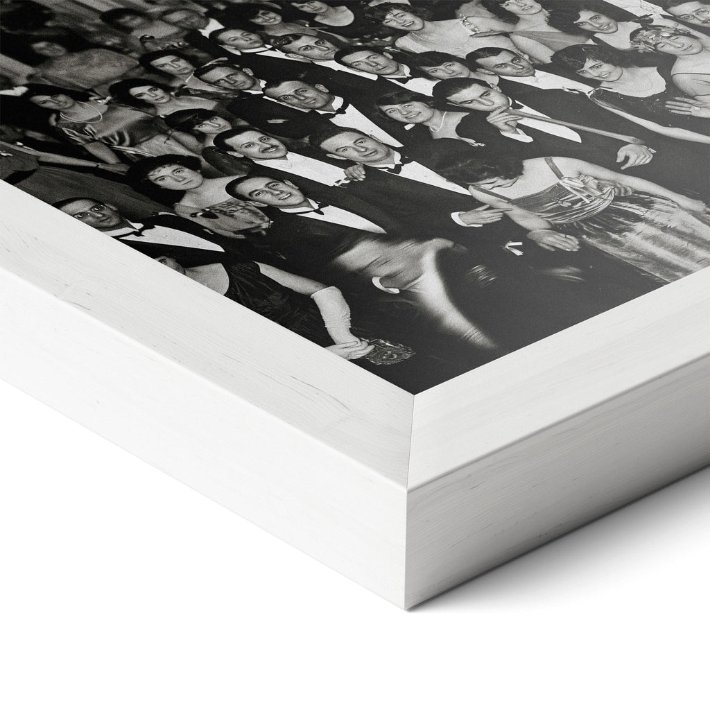 Corner close-up of the Shining Overlook Hotel 1921 black and white poster in a classic white frame