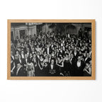 The Shining Overlook Hotel July 4th Ball 1921 black and white final shot in a natural oak poster frame