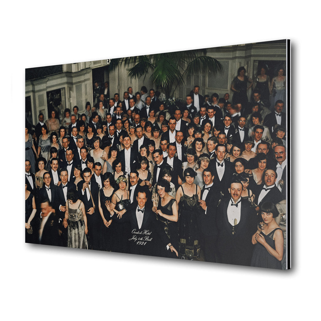 The Shining Overlook Hotel July 4th Ball 1921 colour-restored final shot on sleek aluminium metal