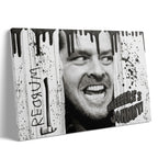 The Shining Here's Johnny axe scene black and white poster on gallery-wrapped canvas