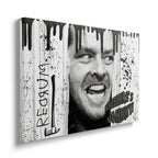 Gallery-wrapped canvas of the Shining Here's Johnny black and white poster art