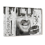 The Shining Here's Johnny axe scene black and white poster on glossy acrylic glass