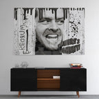 High-gloss acrylic print of the Shining Here's Johnny black and white poster art