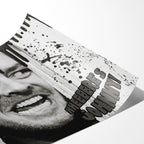 Angled close-up of the unframed Shining Here's Johnny black and white poster showing paper detail
