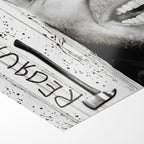 Front close-up of the unframed Shining Here's Johnny axe scene black and white poster print