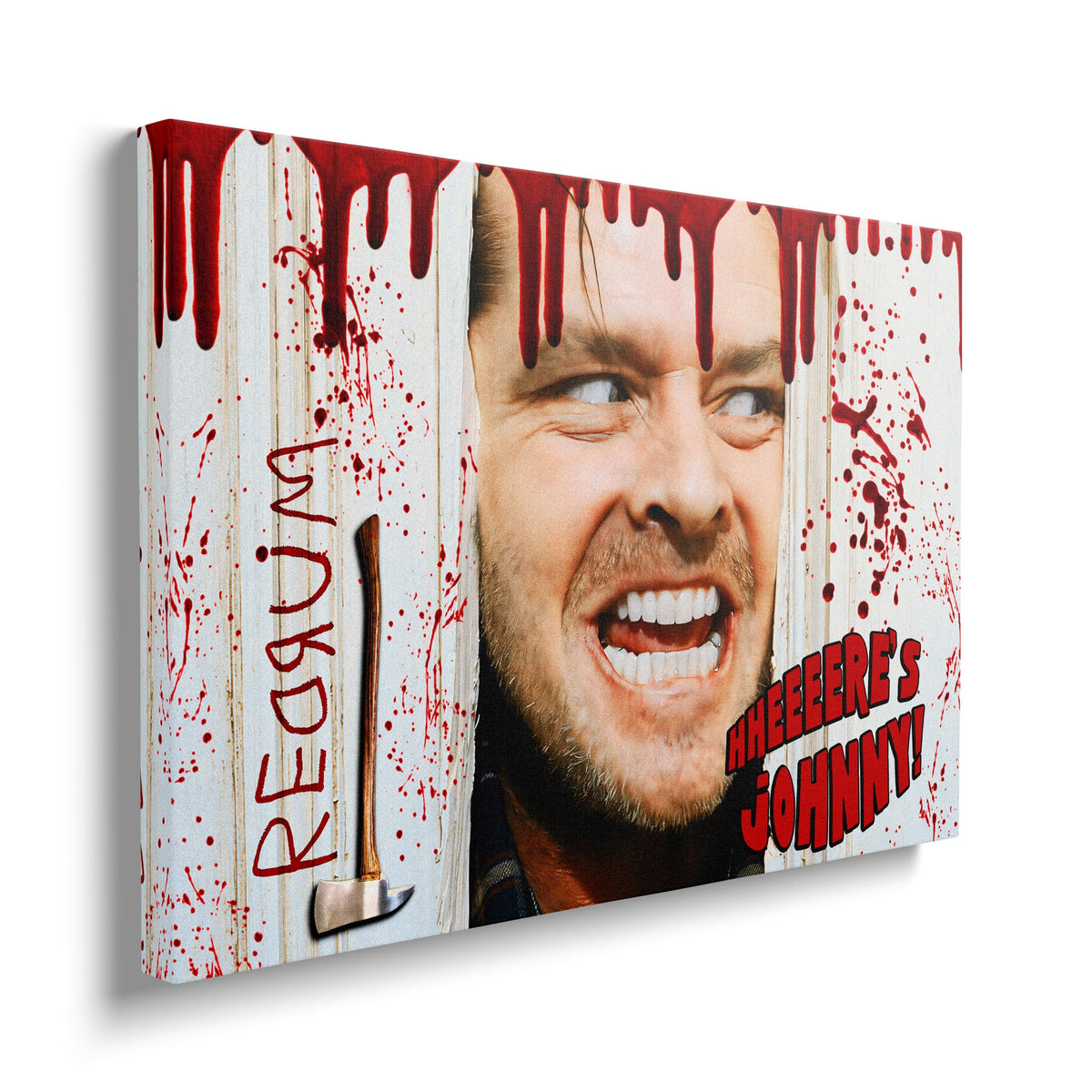 Gallery-wrapped canvas of the Shining Here's Johnny axe scene poster art