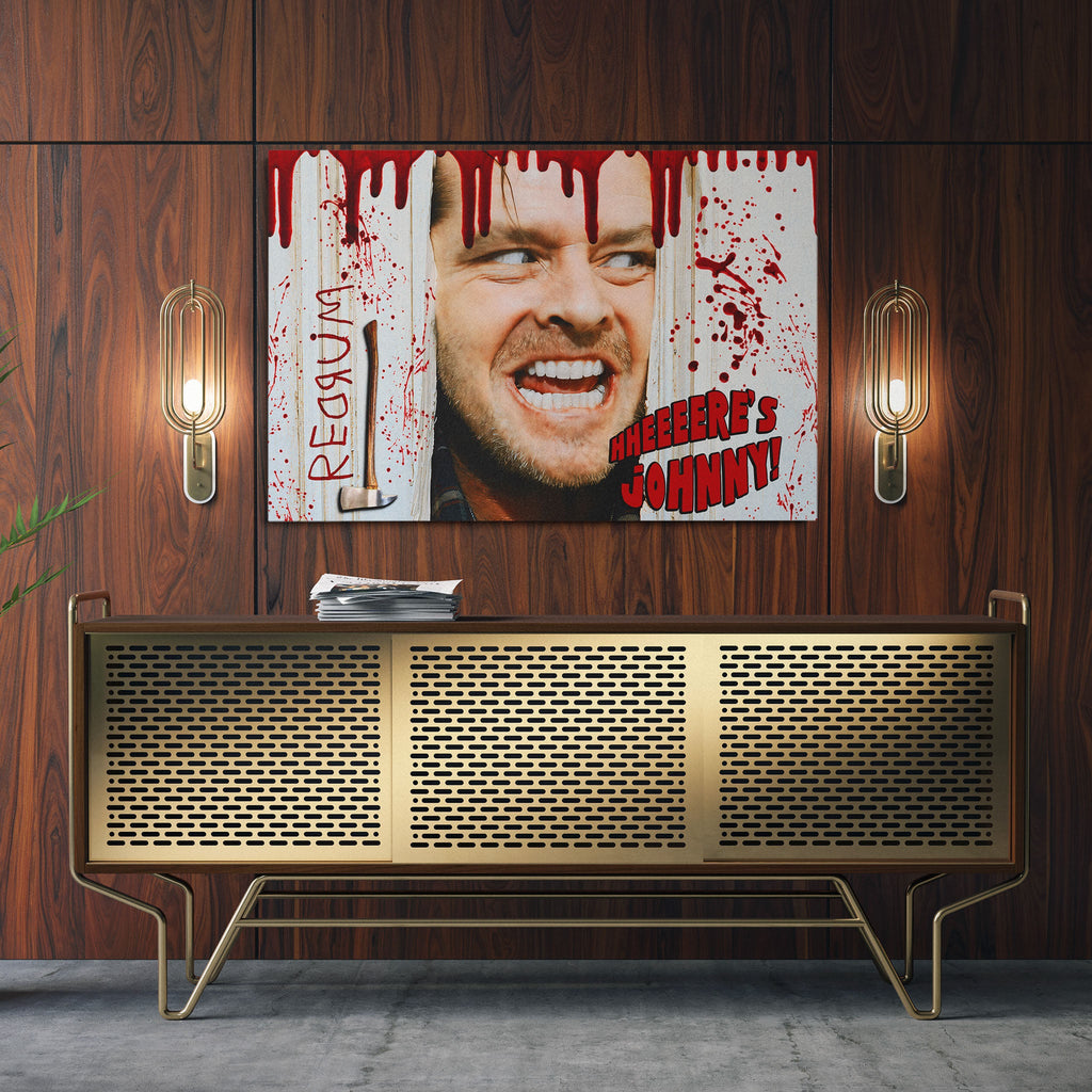 Aluminium metal print of the Shining Here's Johnny axe scene poster art
