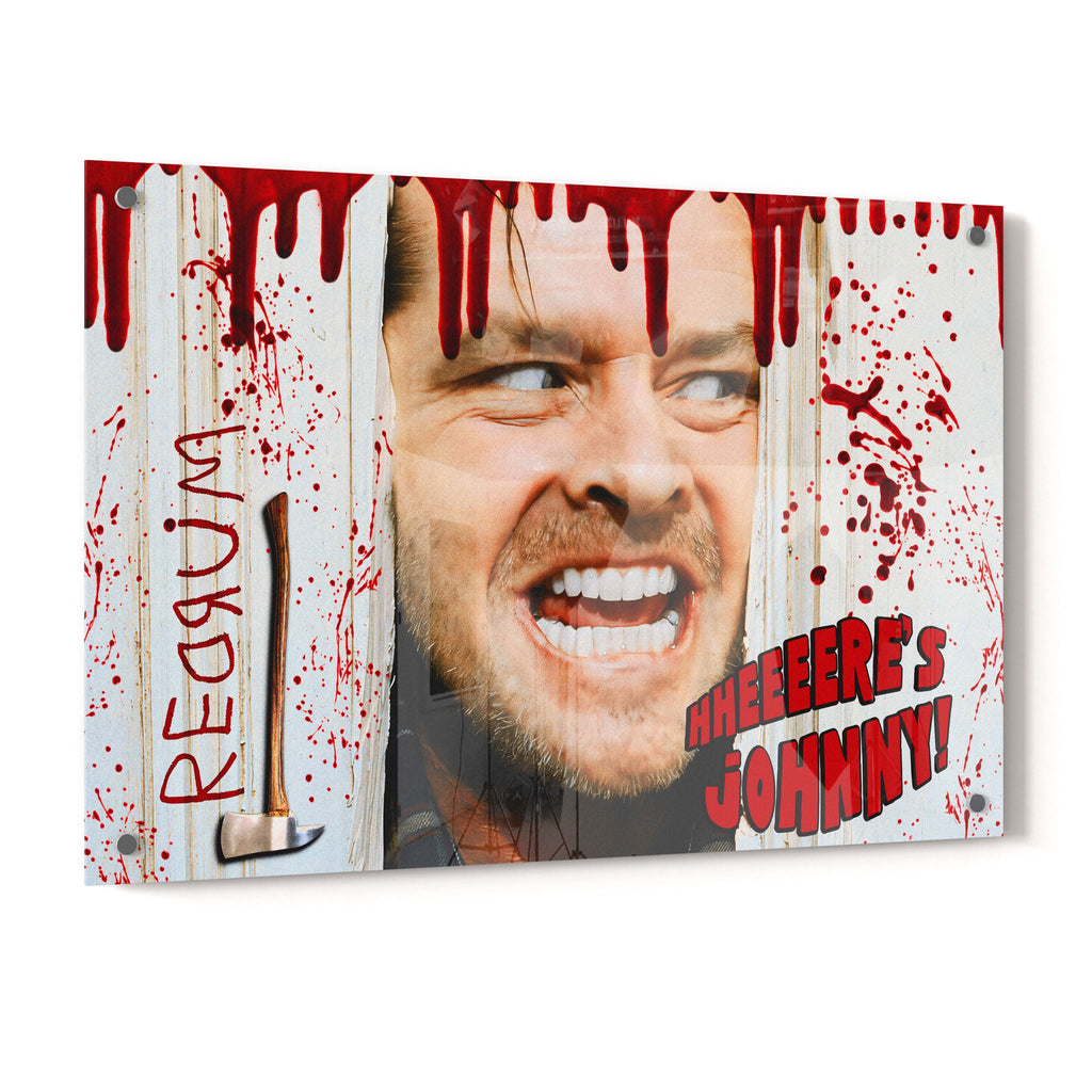 The Shining Here's Johnny axe scene poster on glossy acrylic glass