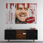 High-gloss acrylic print of the Shining Here's Johnny axe scene poster art