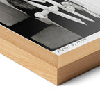 Close-up of the natural oak frame on the Diane Keaton black and white poster
