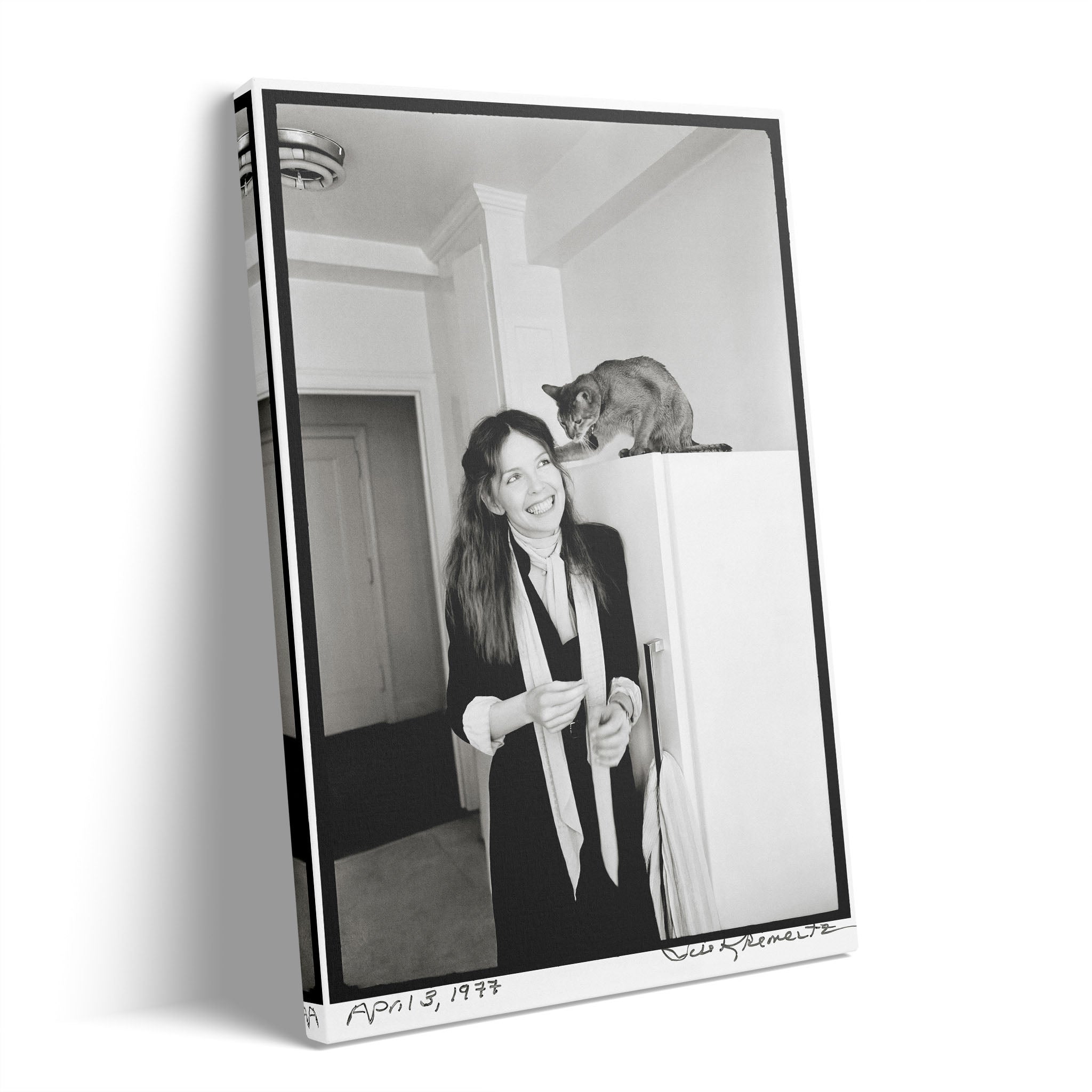 Diane Keaton 1977 San Remo black and white gallery-wrapped canvas print
