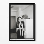 Front display of the Diane Keaton black and white canvas in a black floating frame