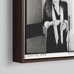 Close-up of the dark walnut floating frame on the Diane Keaton canvas