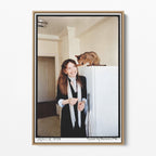 Front display of the Diane Keaton colour canvas in a natural oak floating frame
