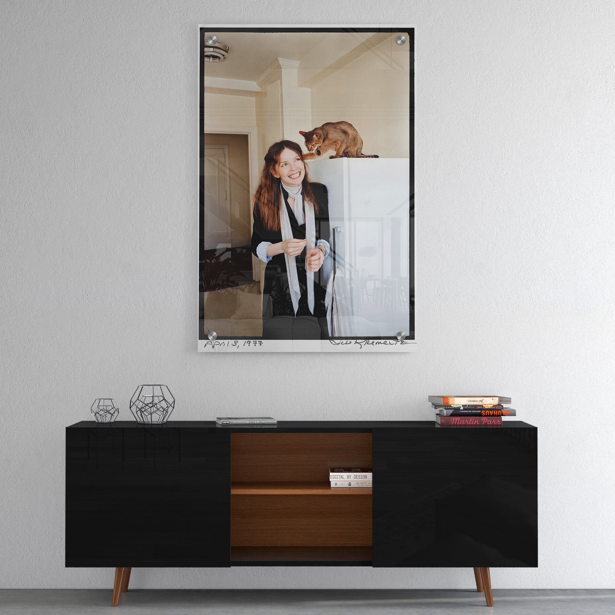 High-gloss acrylic colour print of Diane Keaton displayed on a wall