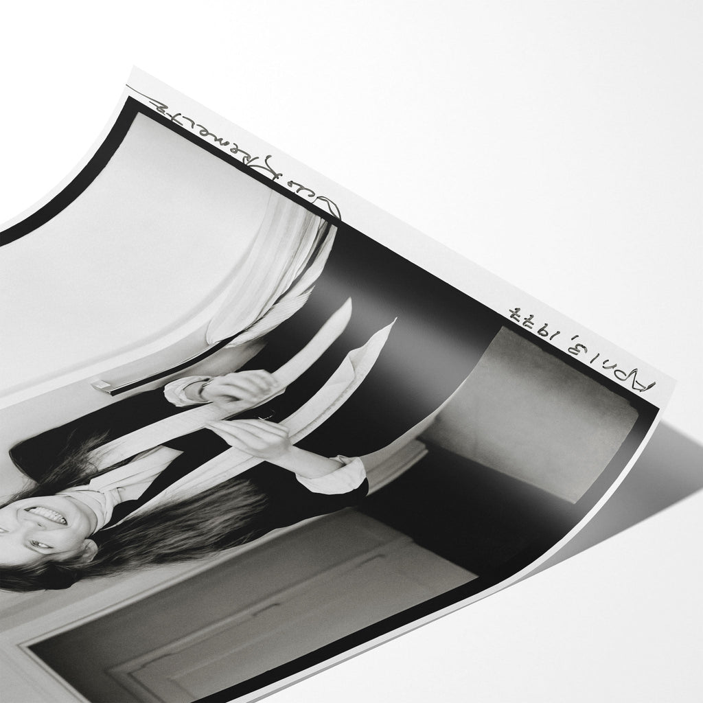 Angled close-up of the unframed Diane Keaton black and white poster showing fine paper detail