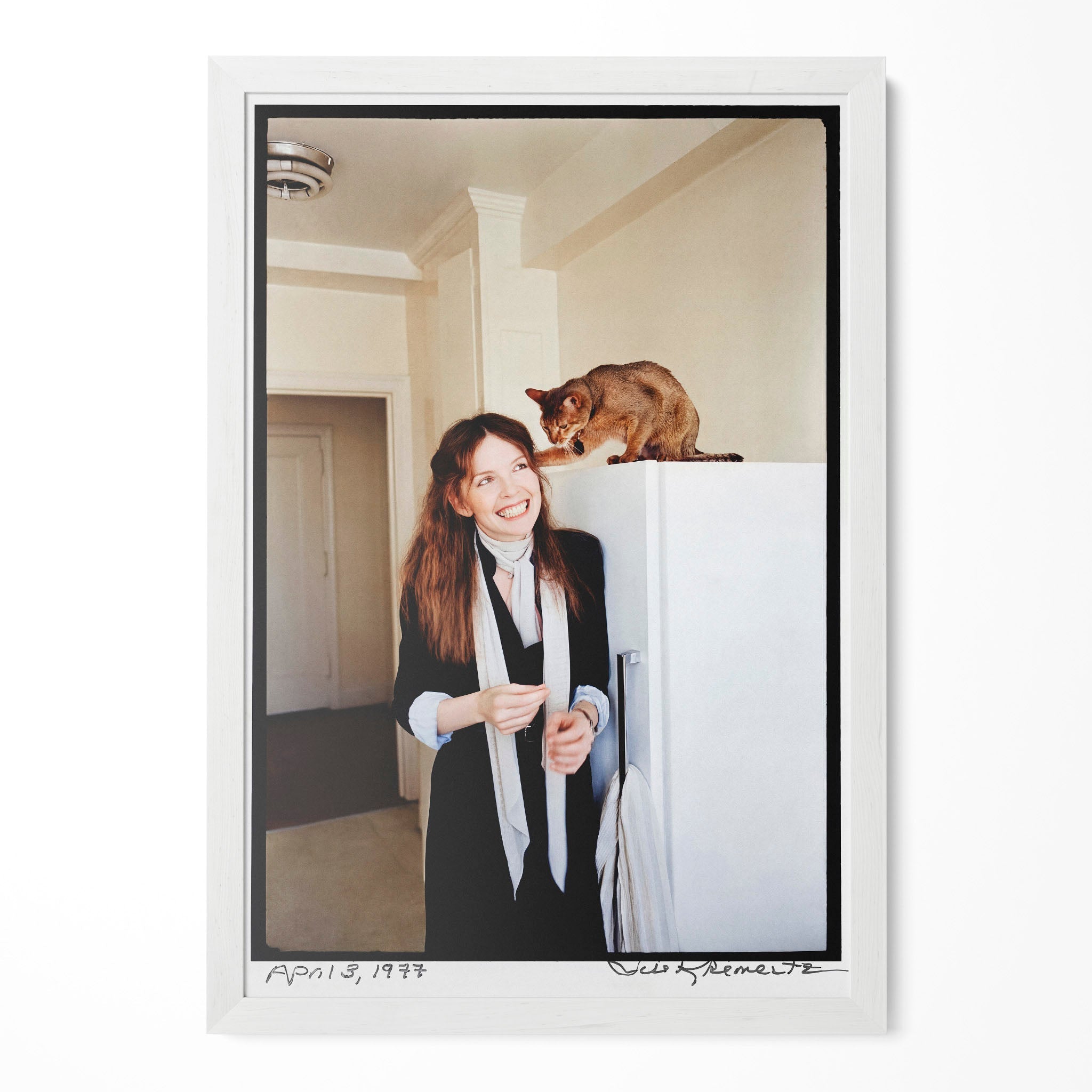 Diane Keaton 1977 San Remo colour portrait in a classic white poster frame