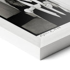 Corner close-up of the Diane Keaton black and white poster in a white frame