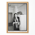 Diane Keaton black and white portrait in a natural oak poster frame