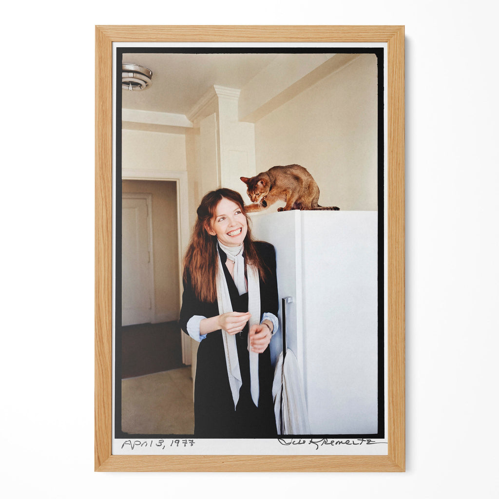 Diane Keaton colour portrait in a natural oak poster frame