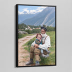 Custom photo canvas print in a dark walnut floating frame by POSTEREVER.
