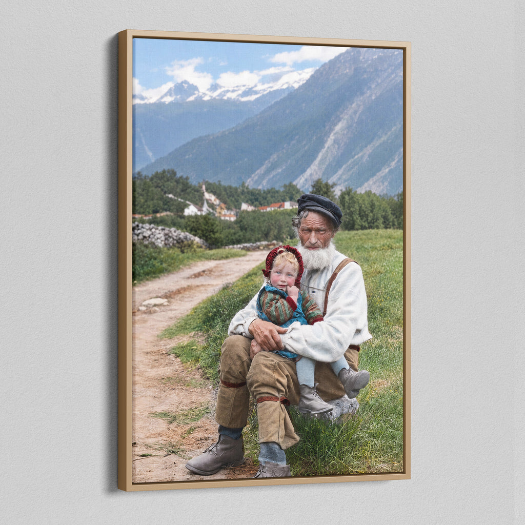 Custom photo canvas print in a natural oak floating frame by POSTEREVER.