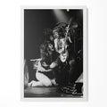 Randy Rhoads 1980 Bradford black and white portrait in a classic white poster frame